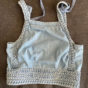 Braided denim crop top